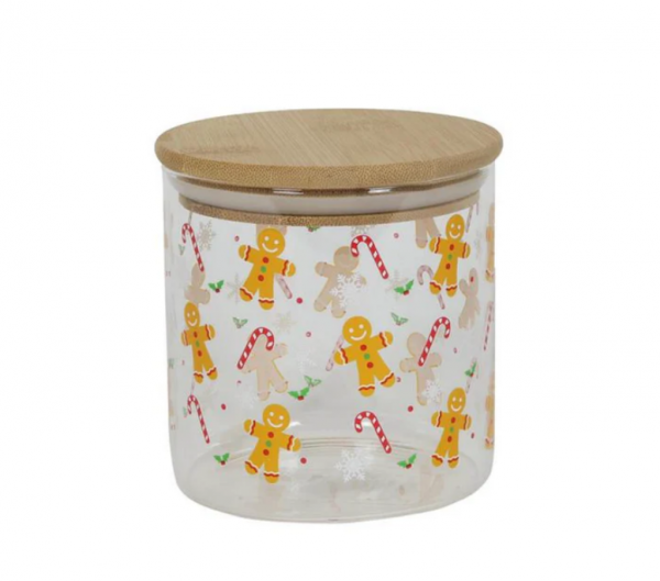 Mr Beam Tarro de cristal con tapa de bambú, pan de jengibre 10x11cm, paquete de 2 unidades