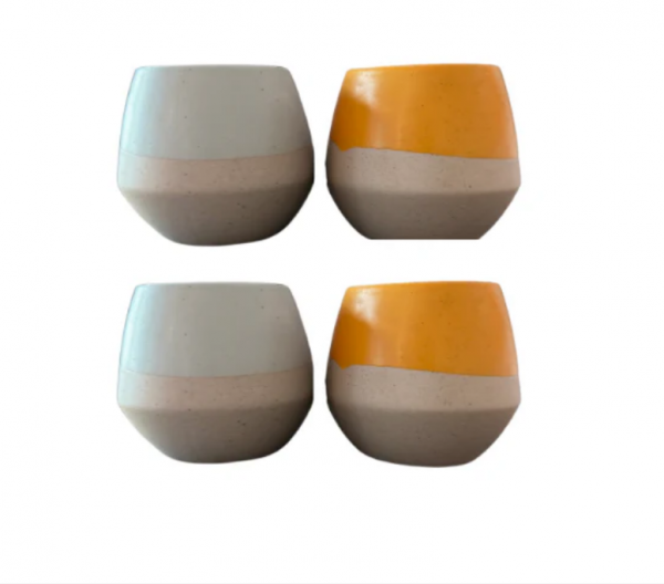 Mr Beam Juego de jarrones de cerámica (azul, amarillo), 8 x 6 cm