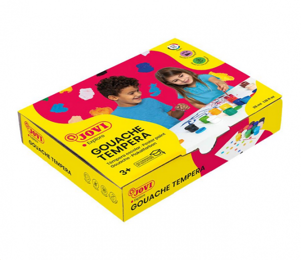 GOUACHE TEMPERA. Estuche 12 botes 35 ml colores surtidos + pincel