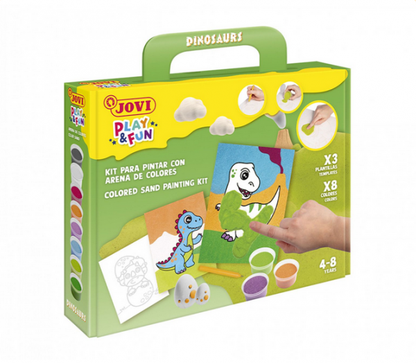 PLAY &amp; FUN - Kit Pinta con Arena - DINOSAURS