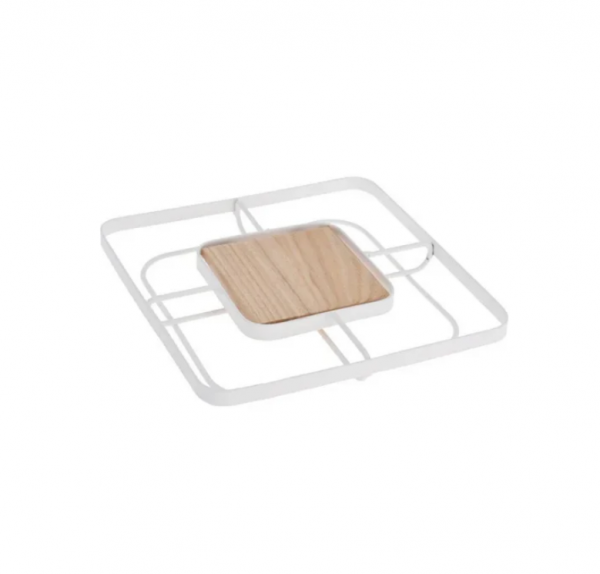 Mr Beam Salvamanteles, metal con madera, 18 x 18 x 2 cm, paquete de 2 unidades