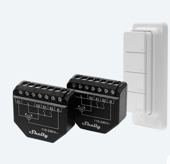 Shelly Shutter x2 + BLU RC Button, Pack de 4uds