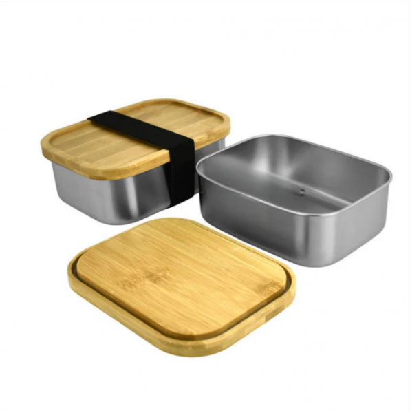 Mr Beam Fiambrera con tapa de bambú 16x12x5,6cm