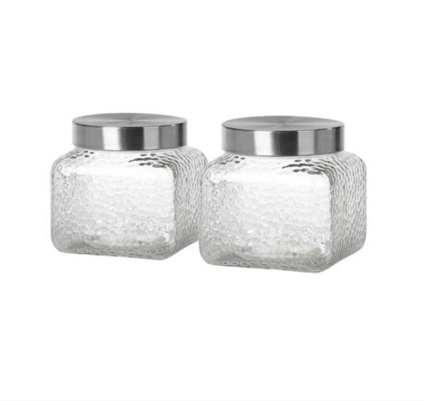 Mr Beam Tarros de cristal con tapa de acero inoxidable, 1350 ml, paquete de 2 unidades