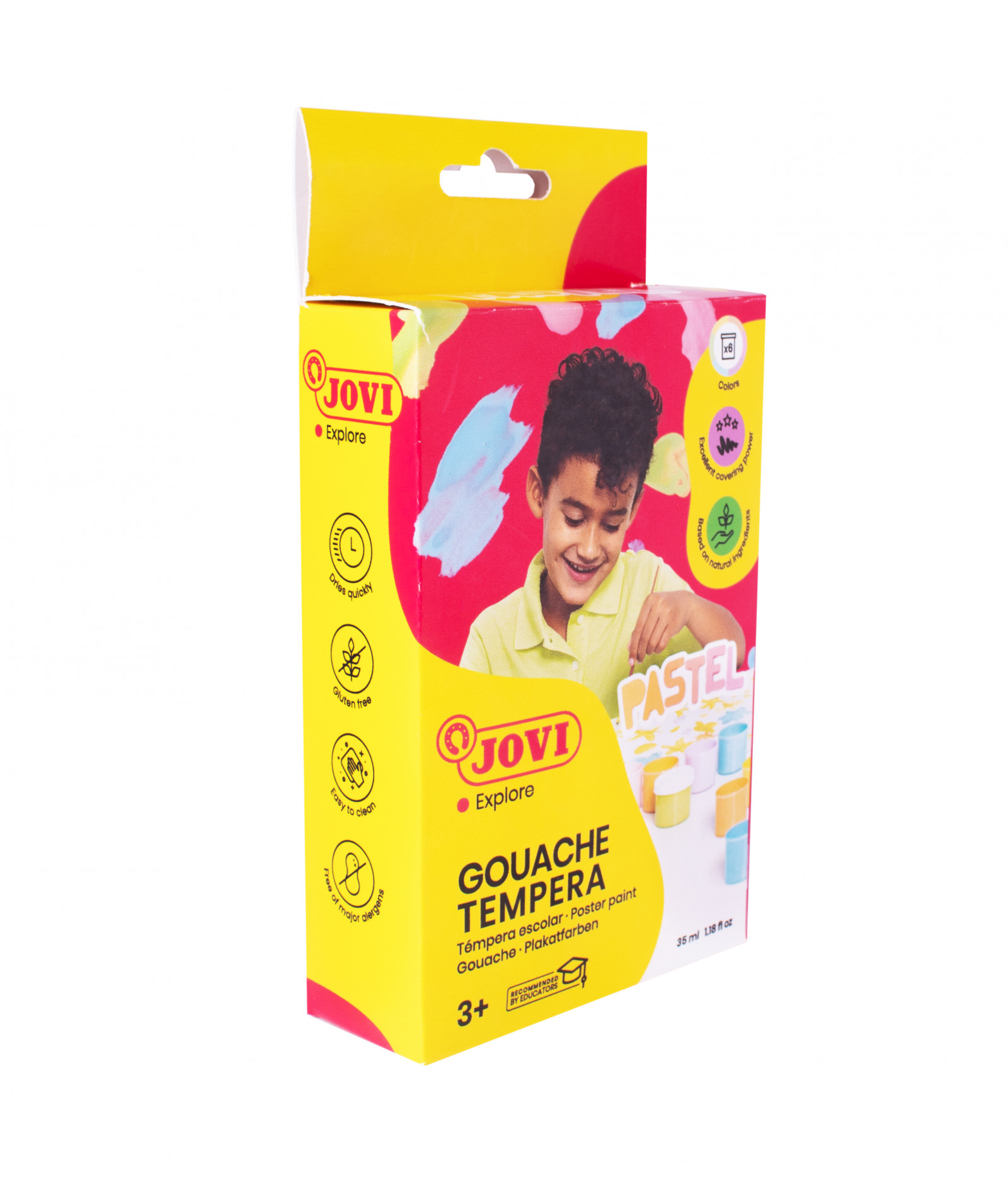 Jovi Pintura De Dedos – Estuche De 6 Botes De 35 Ml, Colores Pastel (amarillo, Naranja, Rosa, Violeta, Verde Y Azul), 100% Lavable