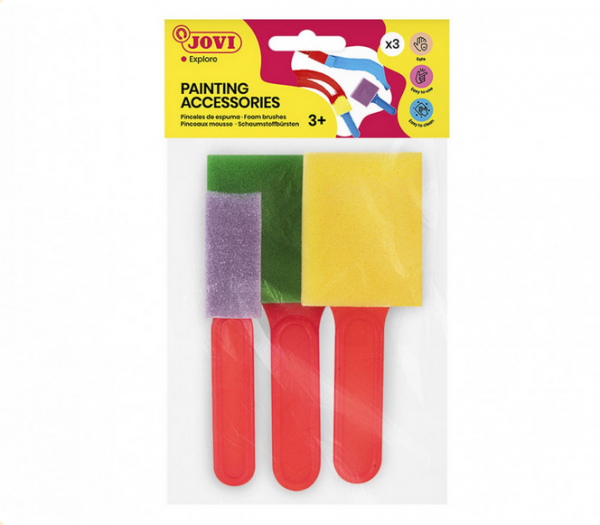 PAINTING ACCESSORIES Bolsa con 3 pinceles planos de espuma grandes