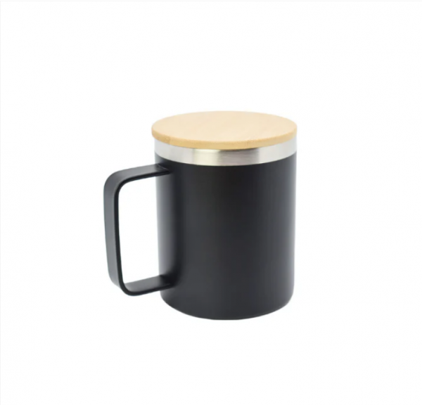 Mr Beam Taza de acero inox con tapa de bambú