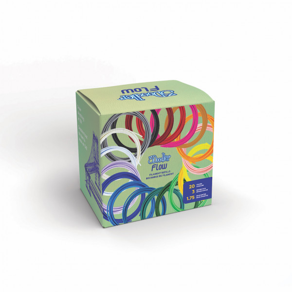 3Doodler Pack Filamento PLA para FLOW, 20 Colores
