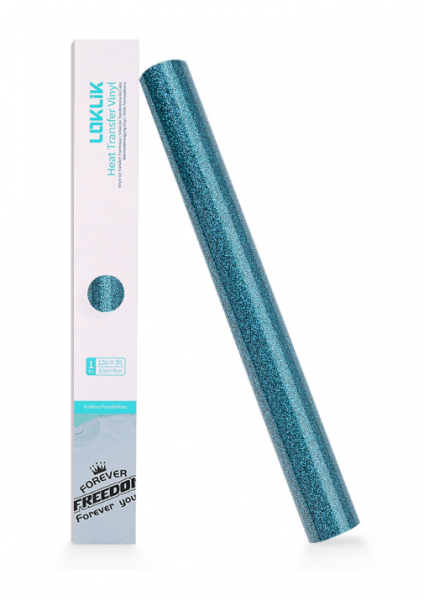 LOKLIK Vinilo termotransferible Purpurina - Azul Claro - 30,5 x 90 cm