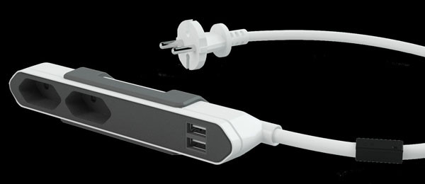 Allocacoc PowerBar USB, blanco/gris