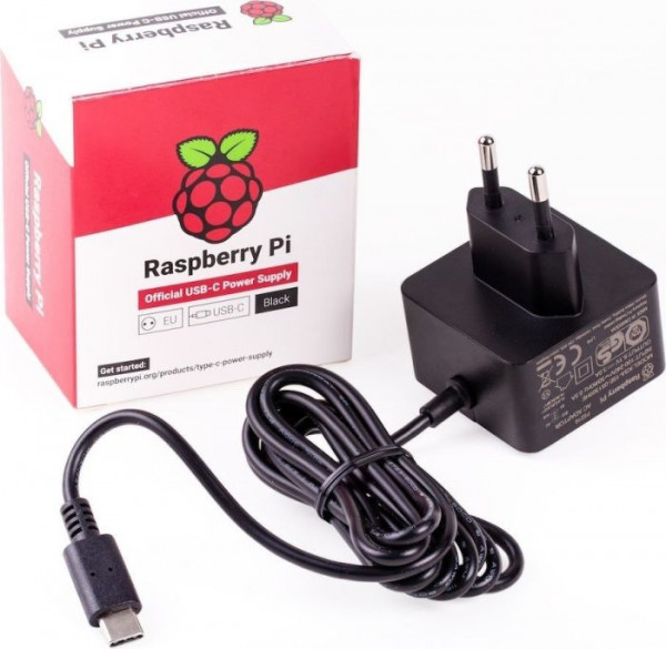 Raspberry Pi 5 Fuente de alimentación USB-C 27W, negro