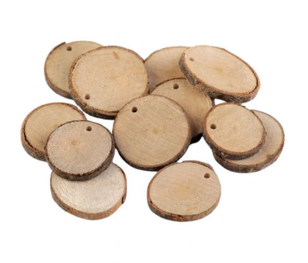Mr Beam Discos de madera con agujero, 2,5-4 cm, paquete de 48