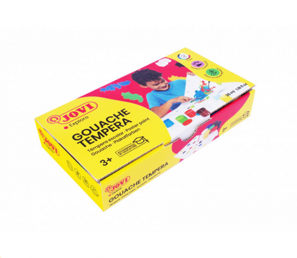 GOUACHE TEMPERA Estuche 7 botes 35 ml colores surtidos + bote de mezclas + pincel