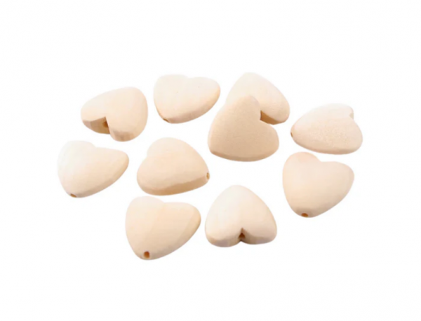 Mr Beam Cuentas de madera, corazón, 2 cm, paquete de 30
