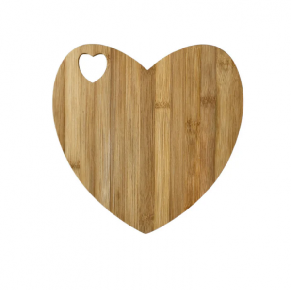 Mr Beam Bandeja de corazón, bambú, 27x26x1cm, paquete de 2